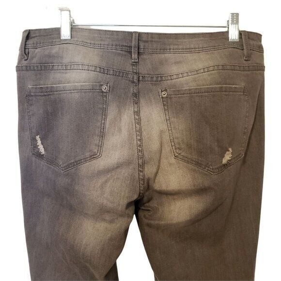 Metaphor Womens Size 14 Gray  Solid Slight Tattered Skinny Jeans - Picture 4 of 9